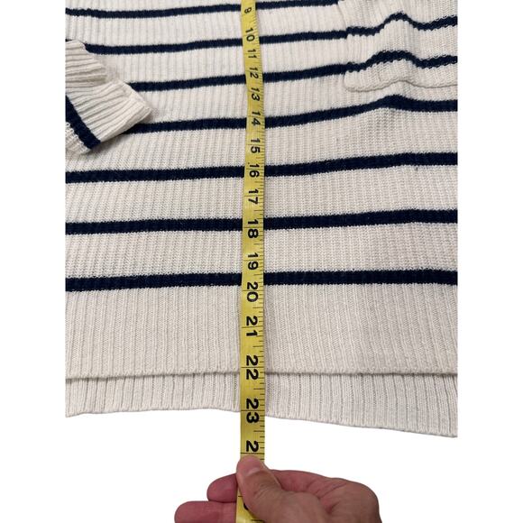 Madewell Nautical Stripe Oversized Pocket Pullover Sweater White Navy, size S - Picture 6 of 8